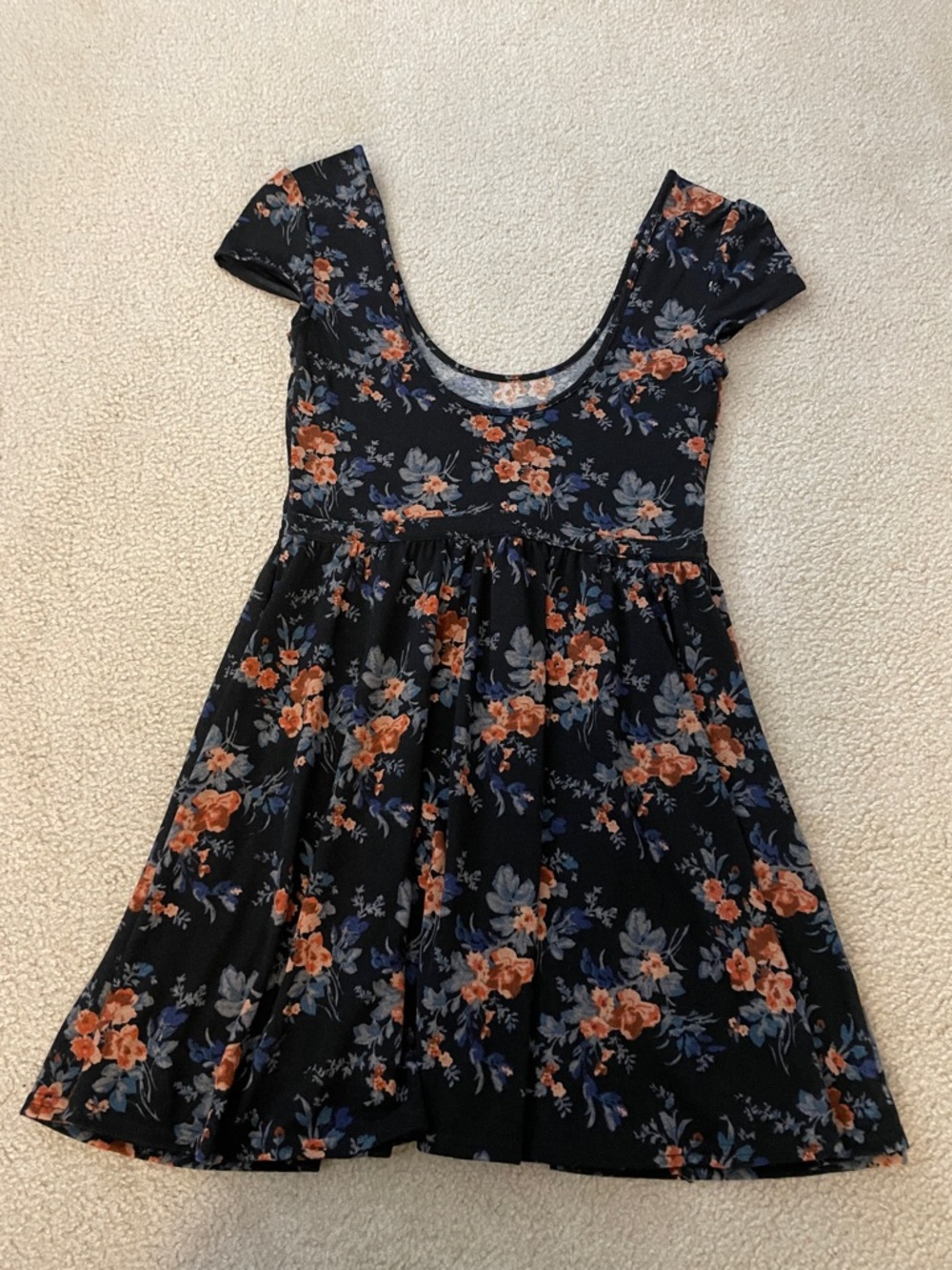 Vintage Kimchi Floral Scoop Neck Floral Dress, Size L - Picture 2 of 8